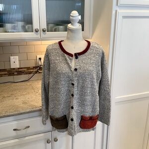 Margaret Winters Lagenlook Colorblock Mismatched Cardigan Sweater Size M…